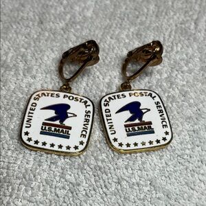 USPS Gold tone and White Clip-On Earrings